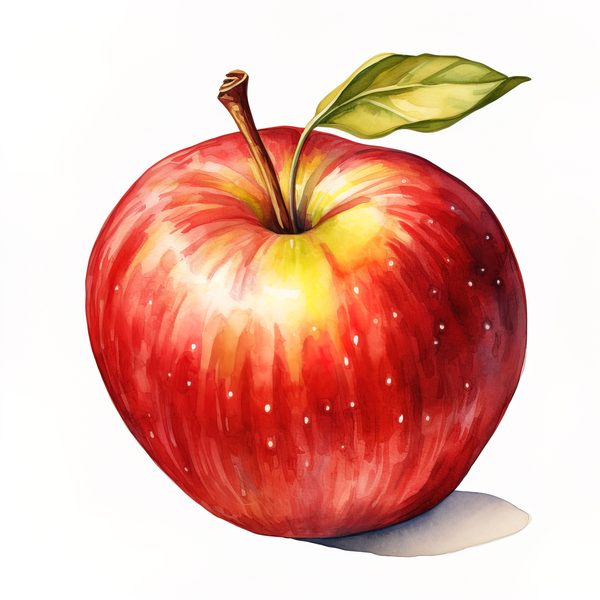 Watercolor Apple Clipart: Red Apples in Basket (PNG JPG, 300dpi) — image 7