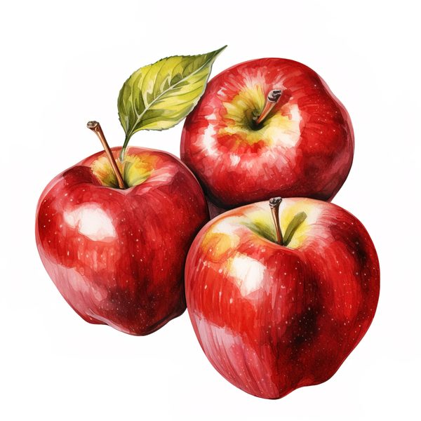 Watercolor Apple Clipart: Red Apples in Basket (PNG JPG, 300dpi) — image 8