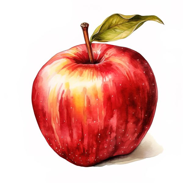 Watercolor Apple Clipart: Red Apples in Basket (PNG JPG, 300dpi) — image 9
