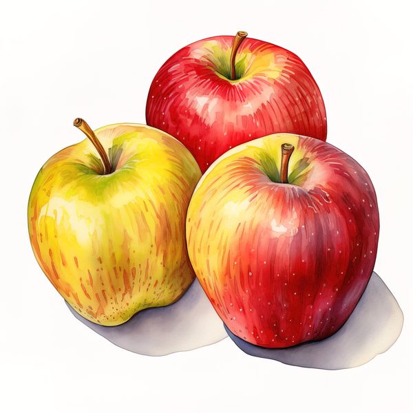 Watercolor Apple Clipart: Red Apples in Basket (PNG JPG, 300dpi) — image 13
