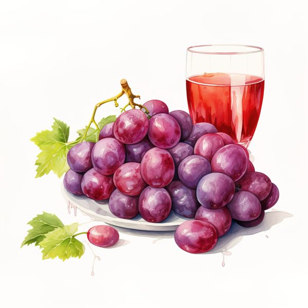 Watercolor Grapes Clipart: Fruit Juice Art (JPG, PNG) — image 1