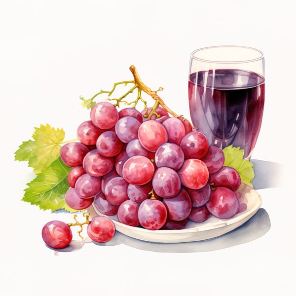 Watercolor Grapes Clipart: Fruit Juice Art (JPG, PNG) — image 5