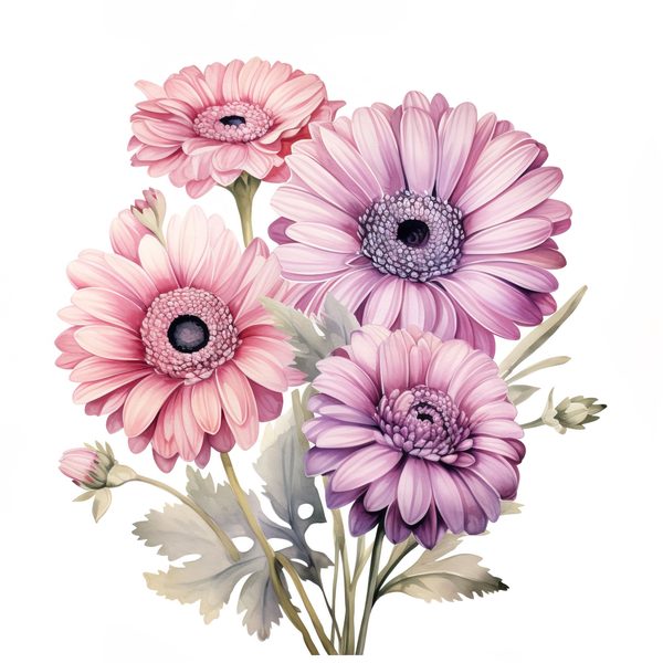 Watercolor Purple Gerbera Daisy Clipart: Floral Art Printable (JPG, PNG) — image 8