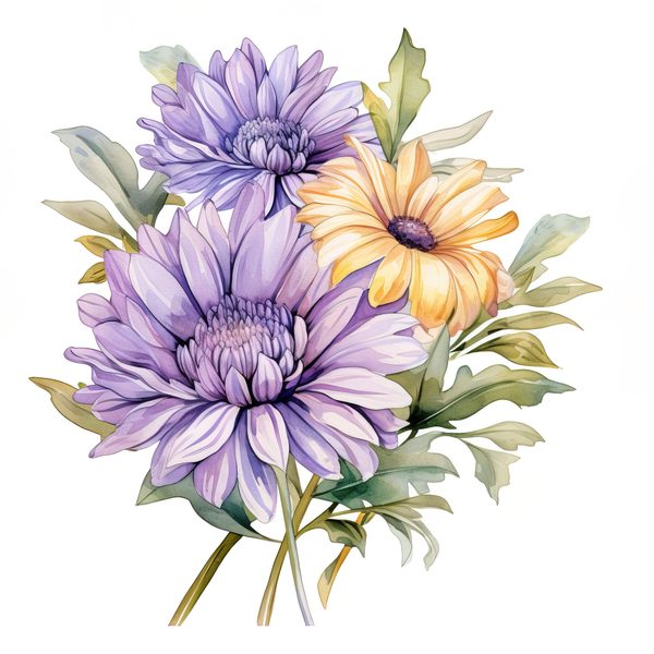 Watercolor Purple Gerbera Daisy Clipart: Floral Art Printable (JPG, PNG) — image 16