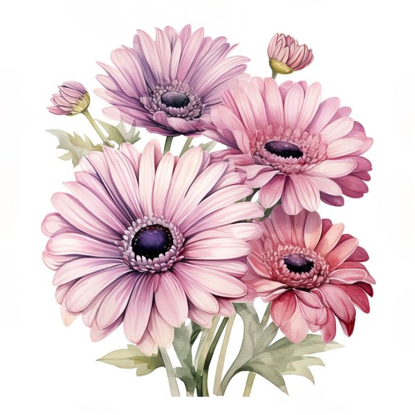 Watercolor Purple Gerbera Daisy Clipart: Floral Art Printable (JPG, PNG) — image 17