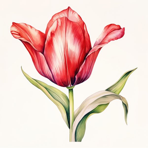 Watercolor Red Tulip Clipart Set: Spring Floral PNG Graphics (Commercial Use, Digital Download) — image 1