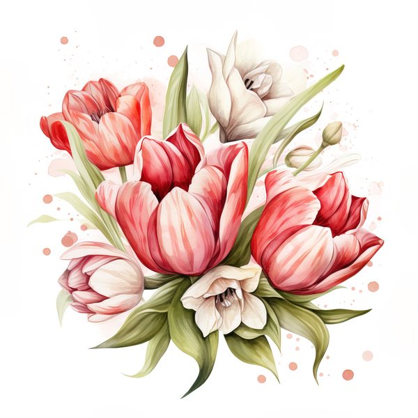 Watercolor Red Tulip Clipart Set: Spring Floral PNG Graphics (Commercial Use, Digital Download) — image 3