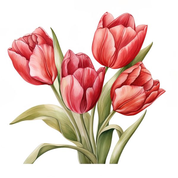 Watercolor Red Tulip Clipart Set: Spring Floral PNG Graphics (Commercial Use, Digital Download) — image 4