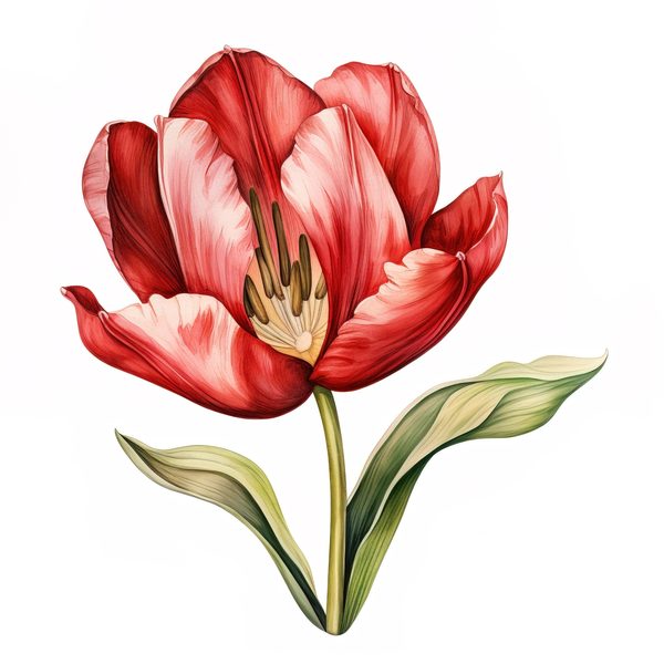 Watercolor Red Tulip Clipart Set: Spring Floral PNG Graphics (Commercial Use, Digital Download) — image 5