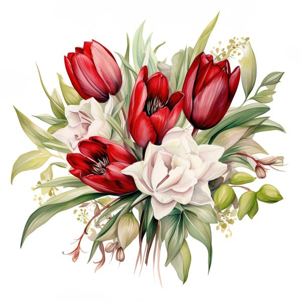 Watercolor Red Tulip Clipart Set: Spring Floral PNG Graphics (Commercial Use, Digital Download) — image 8