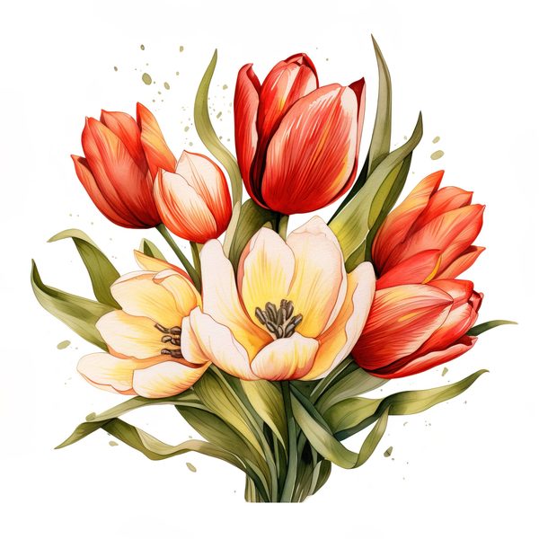 Watercolor Red Tulip Clipart Set: Spring Floral PNG Graphics (Commercial Use, Digital Download) — image 10