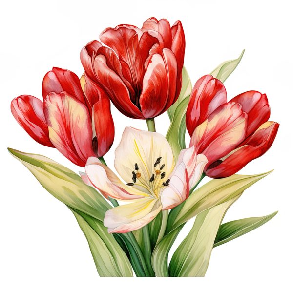 Watercolor Red Tulip Clipart Set: Spring Floral PNG Graphics (Commercial Use, Digital Download) — image 11
