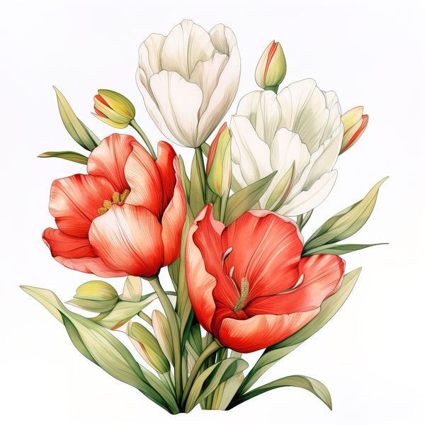 Watercolor Red Tulip Clipart Set: Spring Floral PNG Graphics (Commercial Use, Digital Download) — image 12