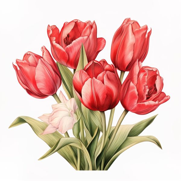 Watercolor Red Tulip Clipart Set: Spring Floral PNG Graphics (Commercial Use, Digital Download) — image 13
