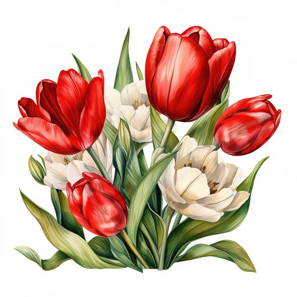 Watercolor Red Tulip Clipart Set: Spring Floral PNG Graphics (Commercial Use, Digital Download) — image 15