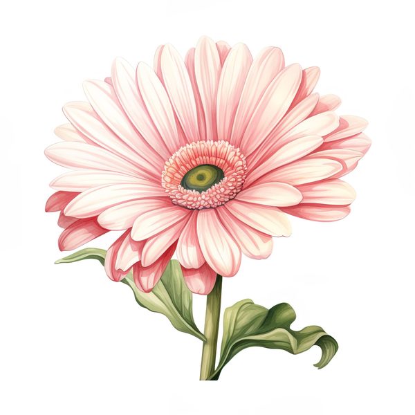 Pink Gerbera Daisy Bouquet Clipart: Watercolor Floral PNG JPG (Commercial Use) — image 1