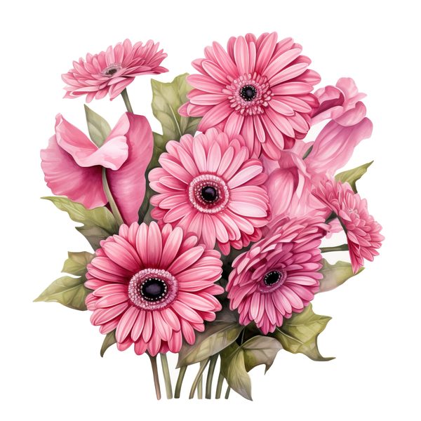 Pink Gerbera Daisy Watercolor Clipart: Floral Digital Art (PNG & JPG) — image 3