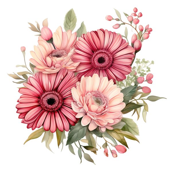 Pink Gerbera Daisy Watercolor Clipart: Floral Digital Art (PNG & JPG) — image 5