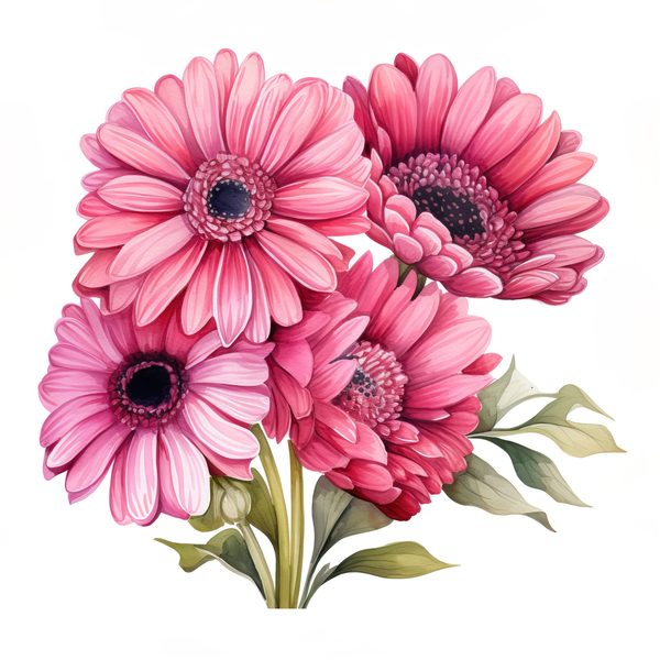 Pink Gerbera Daisy Watercolor Clipart: Floral Digital Art (PNG & JPG) — image 8
