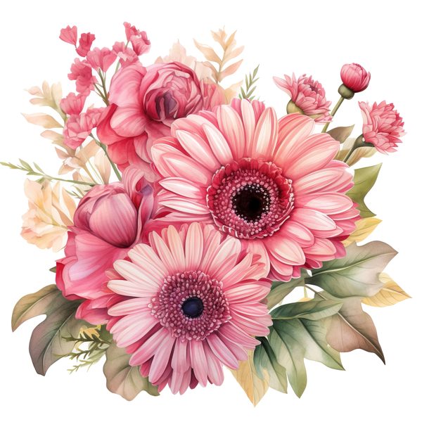 Pink Gerbera Daisy Watercolor Clipart: Floral Digital Art (PNG & JPG) — image 10