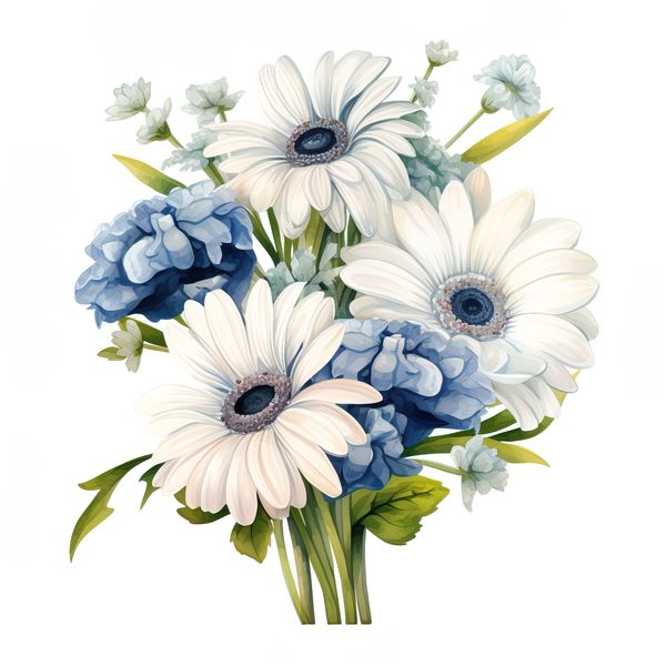 Watercolor Gerbera Daisy Clipart: Floral Bouquet PNG, Art Printable (Digital Download) — image 2