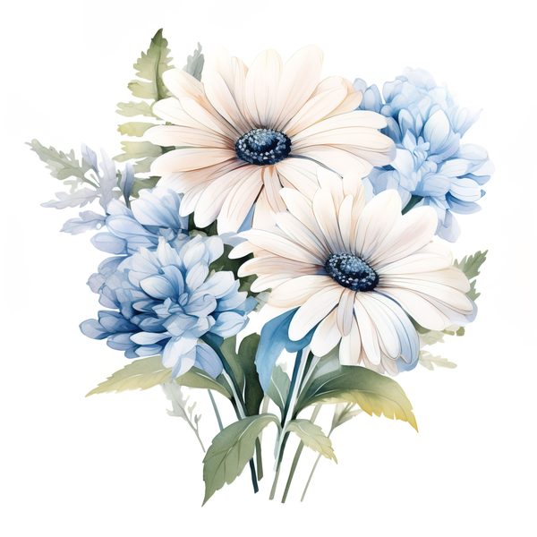 Watercolor Gerbera Daisy Clipart: Floral Bouquet PNG, Art Printable (Digital Download) — image 3