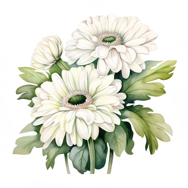 Watercolor Gerbera Daisy Clipart: Floral Bouquet PNG, Art Printable (Digital Download) — image 4