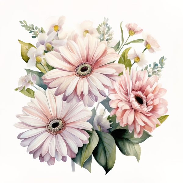 Watercolor Gerbera Daisy Clipart: Floral Bouquet PNG, Art Printable (Digital Download) — image 5