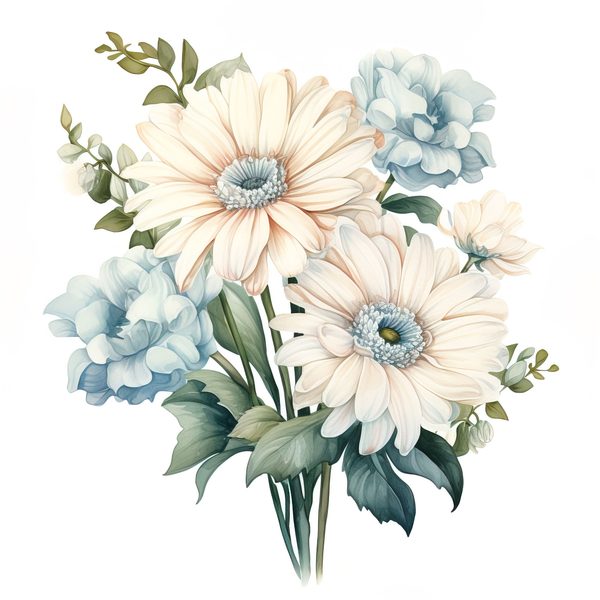 Watercolor Gerbera Daisy Clipart: Floral Bouquet PNG, Art Printable (Digital Download) — image 7