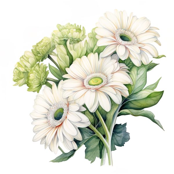 Watercolor Gerbera Daisy Clipart: Floral Bouquet PNG, Art Printable (Digital Download) — image 8