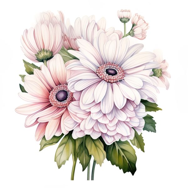 Watercolor Gerbera Daisy Clipart: Floral Bouquet PNG, Art Printable (Digital Download) — image 9