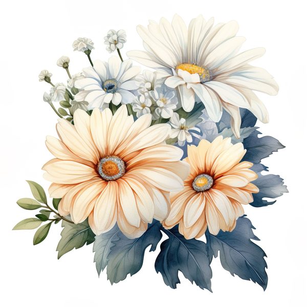 Watercolor Gerbera Daisy Clipart: Floral Bouquet PNG, Art Printable (Digital Download) — image 11