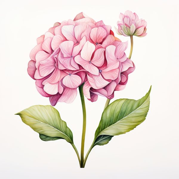 Watercolor Pink Hydrangea Clipart: Floral Bouquet Art (Digital Download) — image 2