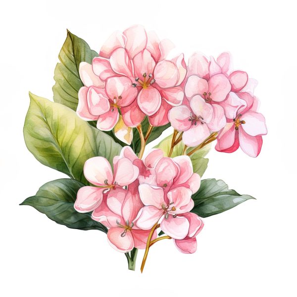 Watercolor Pink Hydrangea Clipart: Floral Bouquet Art (Digital Download) — image 3