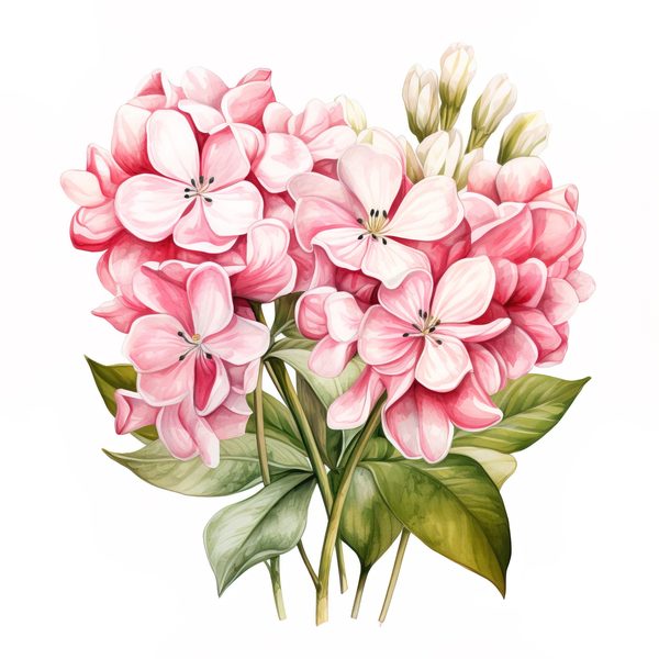 Watercolor Pink Hydrangea Clipart: Floral Bouquet Art (Digital Download) — image 4
