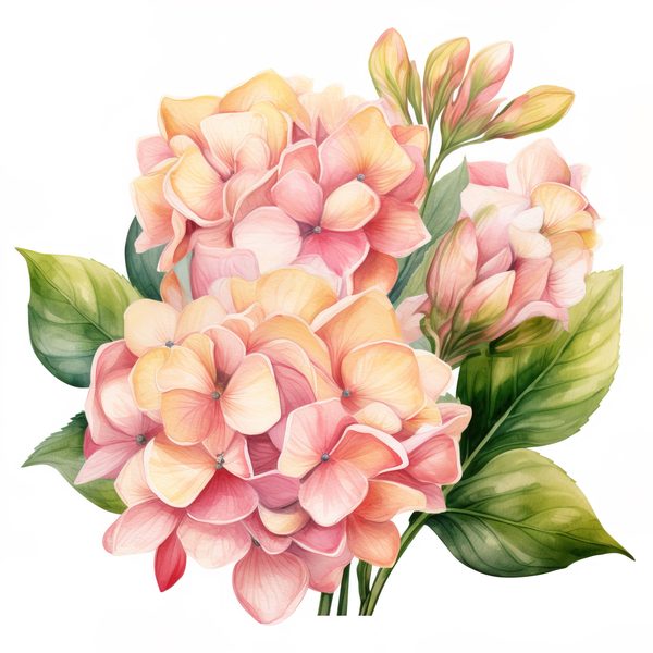 Watercolor Pink Hydrangea Clipart: Floral Bouquet Art (Digital Download) — image 8