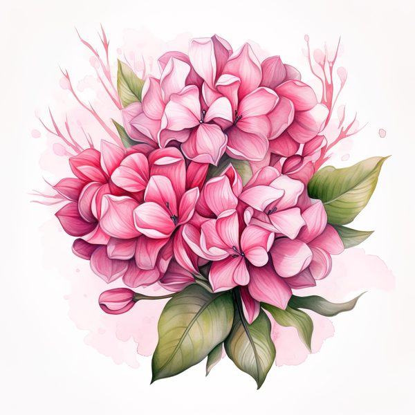 Watercolor Pink Hydrangea Clipart: Floral Bouquet Art (Digital Download) — image 10