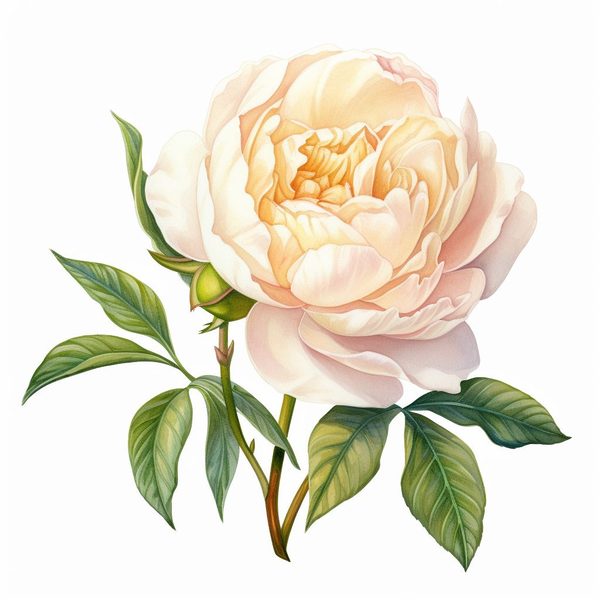 Watercolor White Peonies Clipart: Floral Bouquet Art (PNG JPG, 300 DPI) — image 1