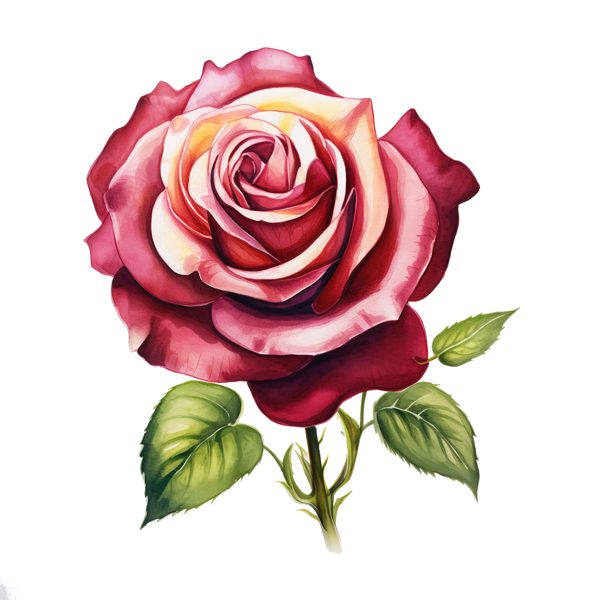 Watercolor Burgundy Rose Bouquet Clipart: Romantic Wedding Art (JPG, PNG) — image 1