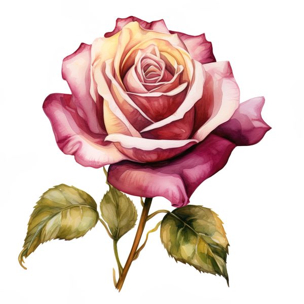 Watercolor Burgundy Rose Bouquet Clipart: Romantic Wedding Art (JPG, PNG) — image 2