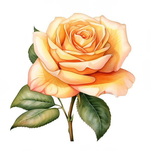 Watercolor Peach Rose Clipart Set: Transparent PNG Graphics for Scrapbooking (Commercial Use, Digital Download) — image 4