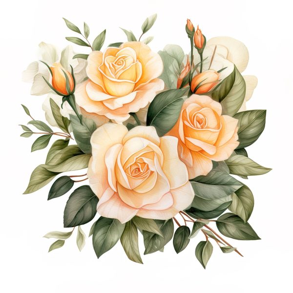 Watercolor Peach Rose Clipart Set: Transparent PNG Graphics for Scrapbooking (Commercial Use, Digital Download) — image 8