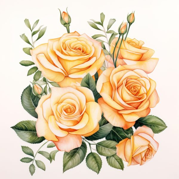 Watercolor Peach Rose Clipart Set: Transparent PNG Graphics for Scrapbooking (Commercial Use, Digital Download) — image 10