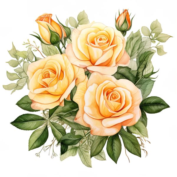 Watercolor Peach Rose Clipart Set: Transparent PNG Graphics for Scrapbooking (Commercial Use, Digital Download) — image 11