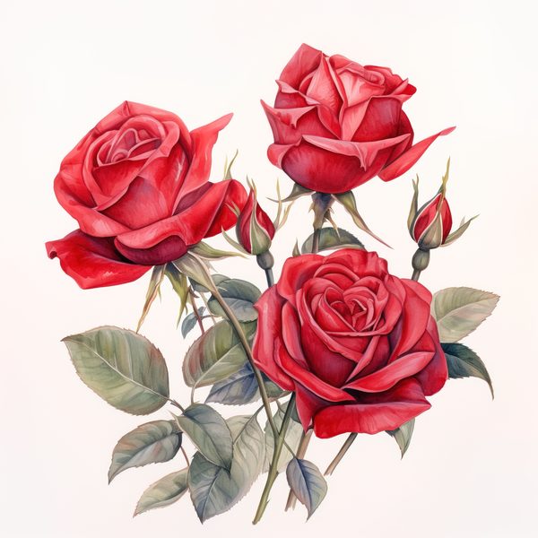 Red Roses Bouquet Clipart: Watercolor Wedding Invitation Design (JPG, PNG) — image 6