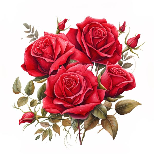 Red Roses Bouquet Clipart: Watercolor Wedding Invitation Design (JPG, PNG) — image 8