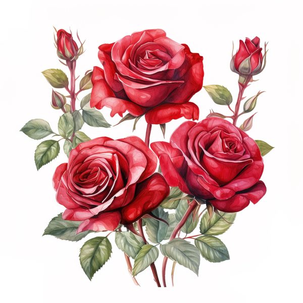 Red Roses Bouquet Clipart: Watercolor Wedding Invitation Design (JPG, PNG) — image 9