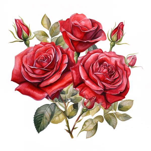 Red Roses Bouquet Clipart: Watercolor Wedding Invitation Design (JPG, PNG) — image 12