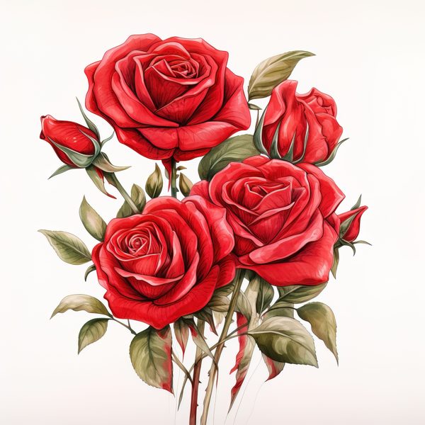 Red Roses Bouquet Clipart: Watercolor Wedding Invitation Design (JPG, PNG) — image 13