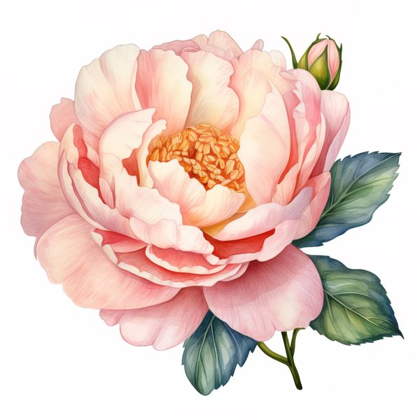 Blush Peonies Watercolor Clipart: Floral Bouquet PNG, JPG (Digital Download) — image 2